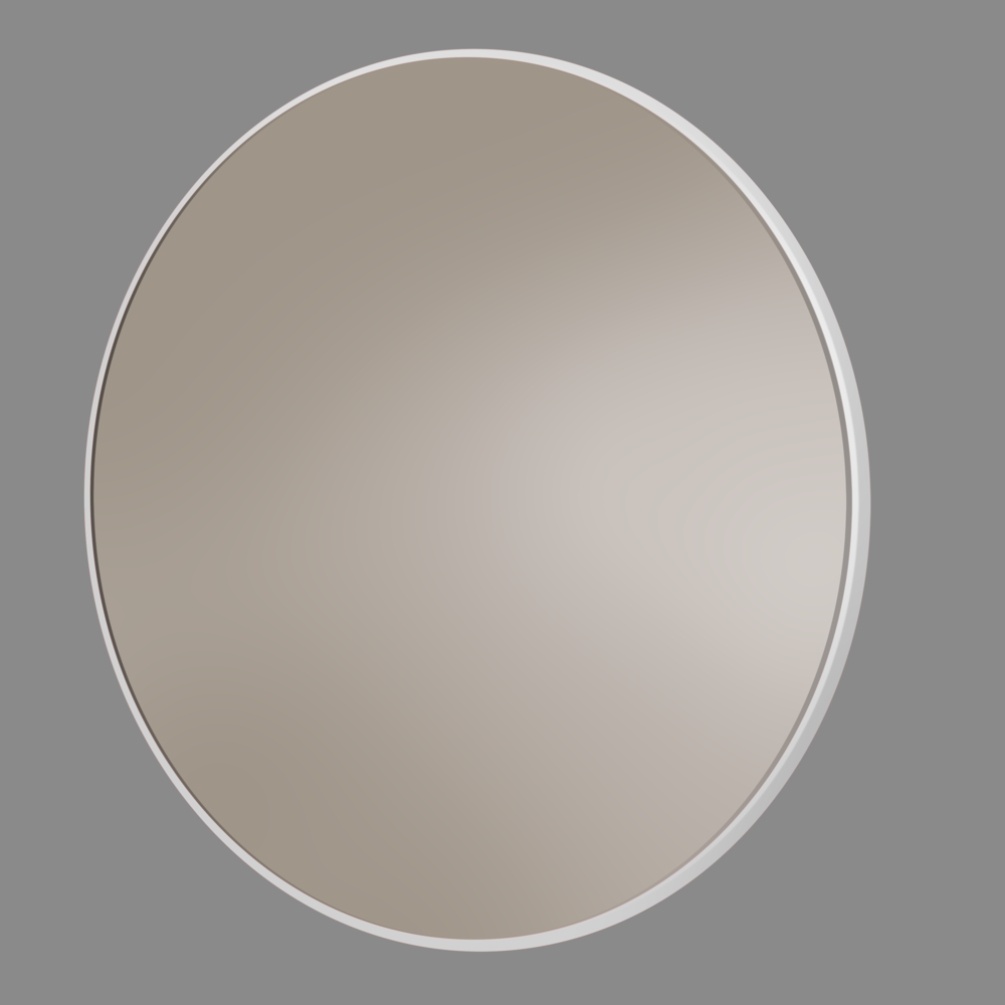Product cut out image of the hib. Trim Round 800mm Matt White Bathroom Mirror